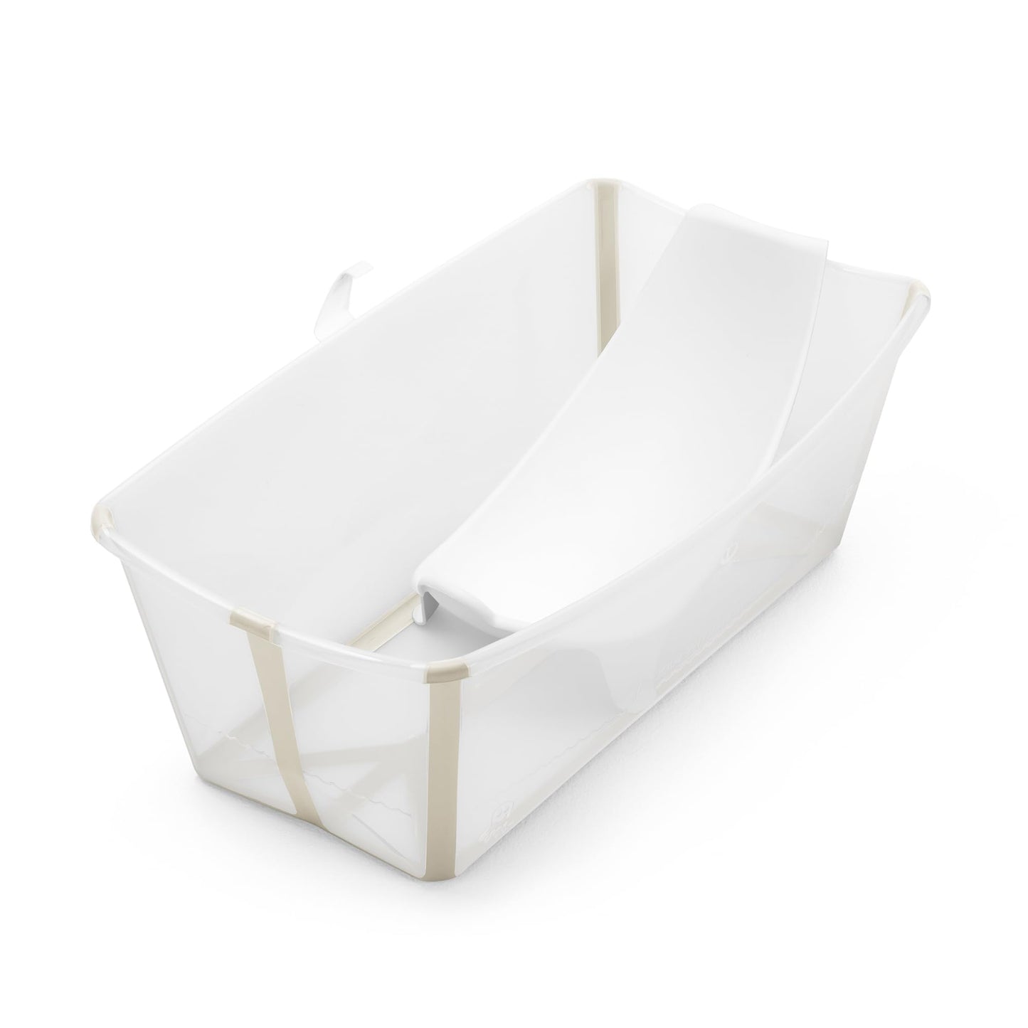 Stokke Flexi Bath Bundle Sandy Beige  Foldable Baby Bathtub  Newborn Support  Durable  Easy to Store  Convenient to Use at Home or Traveling  Best for Newborns  Babies Up to 48 Months