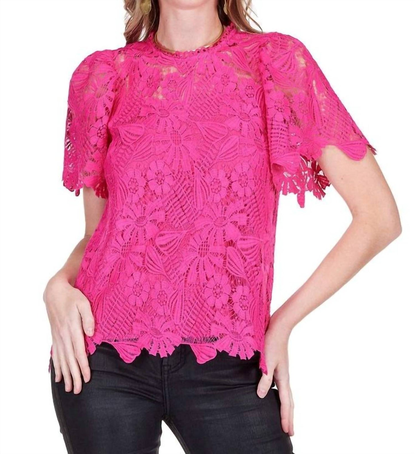 Jade - Short Sleeve Lace Top