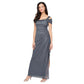 Alex Evenings Women's Long Cold Shoulder Dress (Petite and Regular Sizes), Smoke Glitter, 12