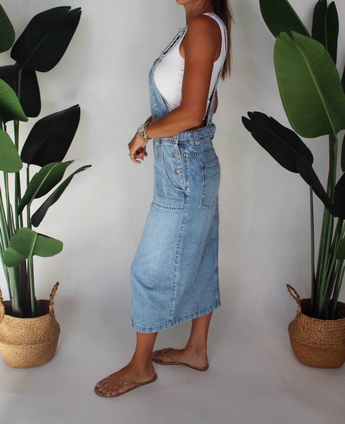 Free People - Bardot Denim Skirtall Overalls