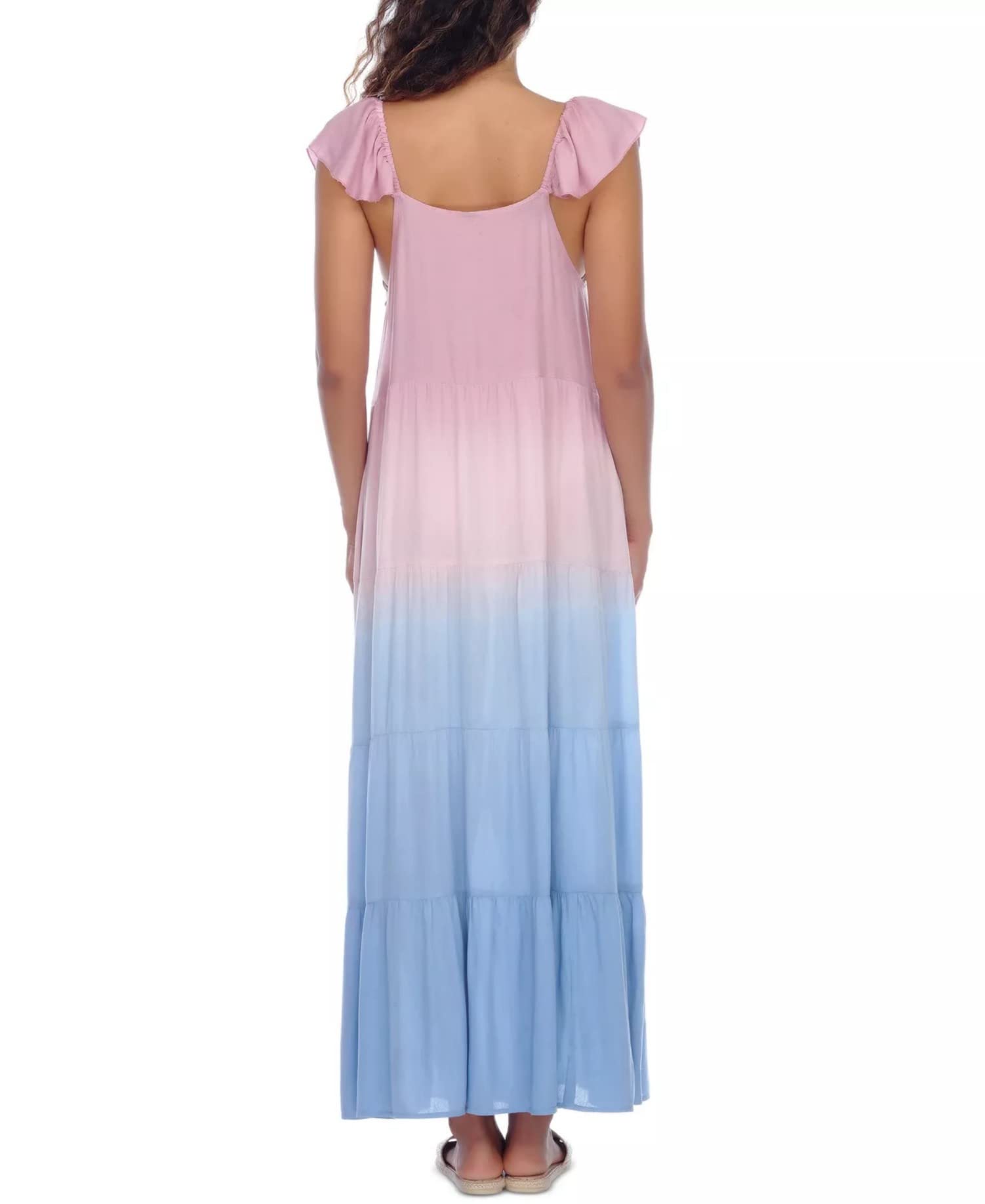 Raviya Women's Tiered Maxi Dress Cover-Up Women's Swimsuit Mauve Ombre Small