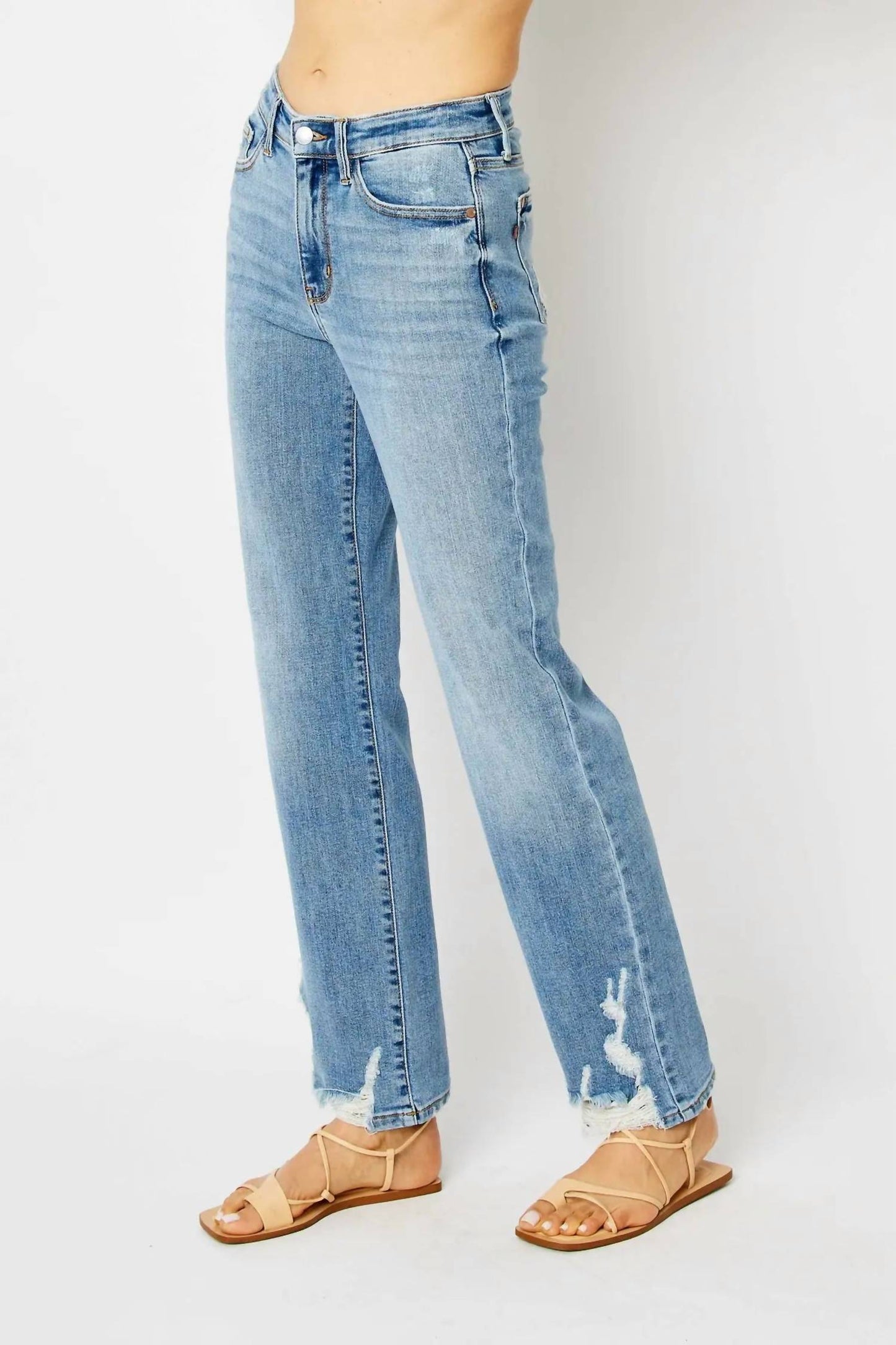 Judy Blue - High Waist Heavy Destroy Straight Denim Jean
