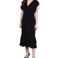 Ruffle Neck Dress with Short Flutter Sleeves by NY Collection
