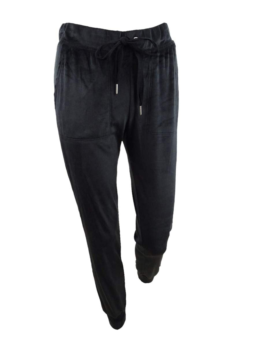 Planet Gold Juniors' Velour Jogger Pants (L, Black Beauty)