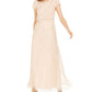 Adrianna Papell Women's Long Beaded Dress, CHAMPAGNE SAND, 14