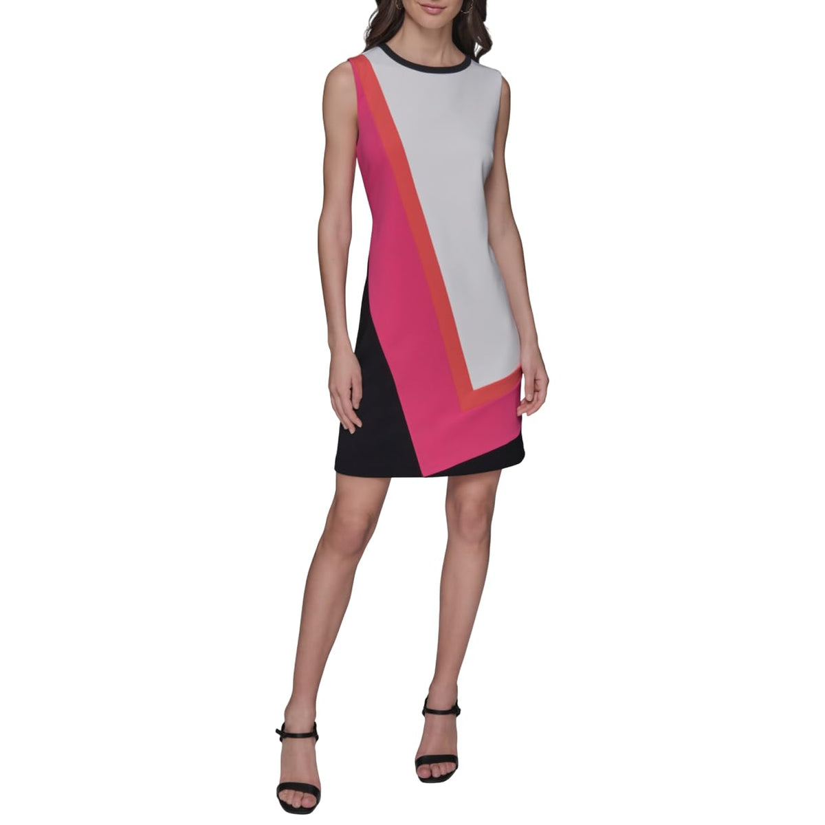 Karl Lagerfeld Paris Womens A Line Mini Dress Soft White Fuchsia Combo Size 4