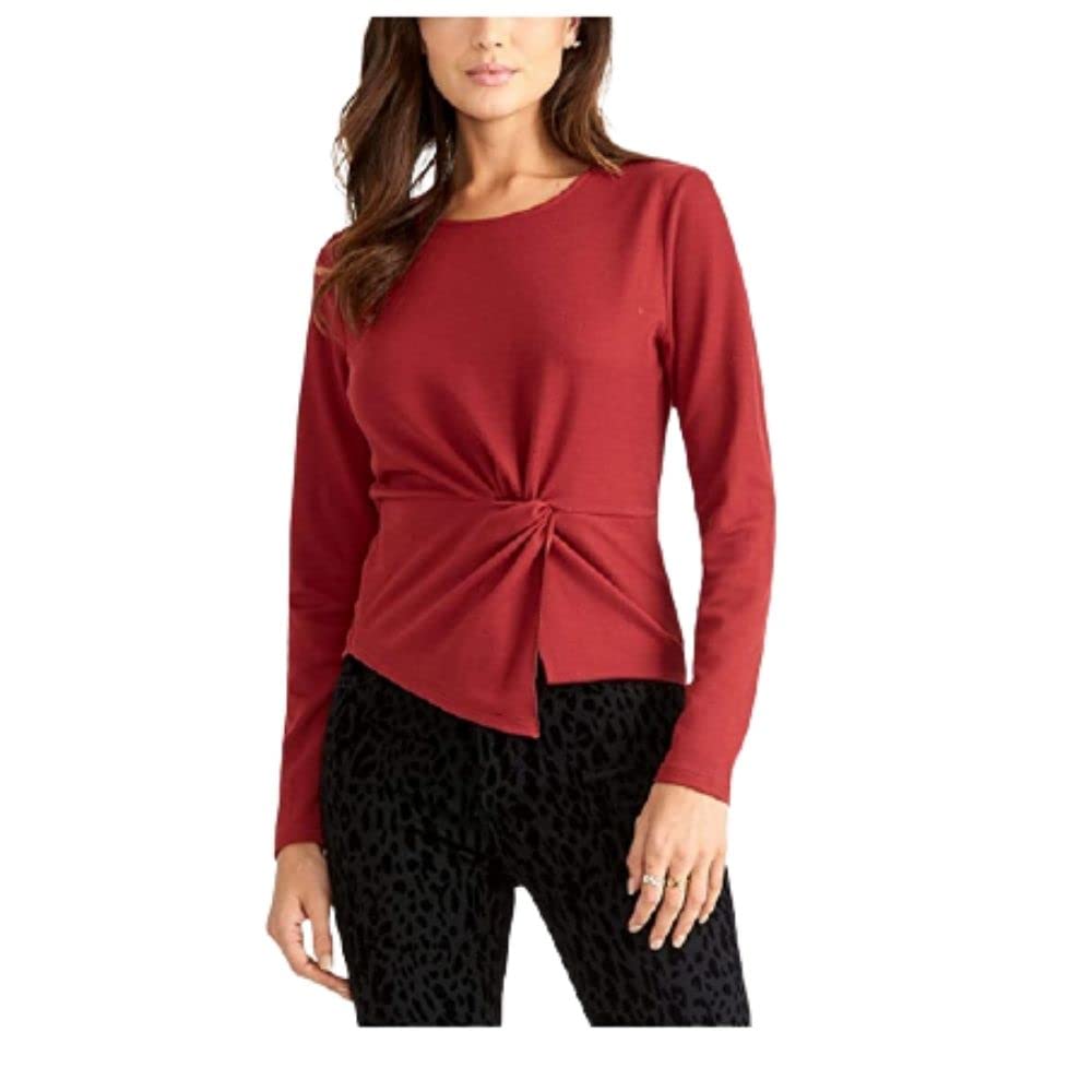 Rachel Roy Womens Brown Long Sleeve Jewel Neck Top Size: XS
