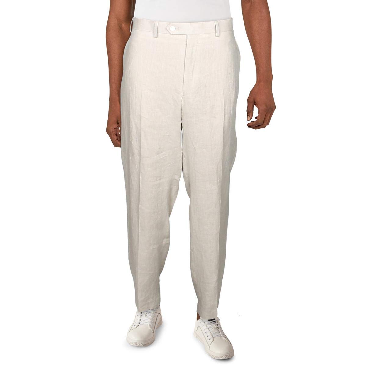 Lauren Ralph Lauren Mens Linen Flat Front Dress Pants Tan 33/32