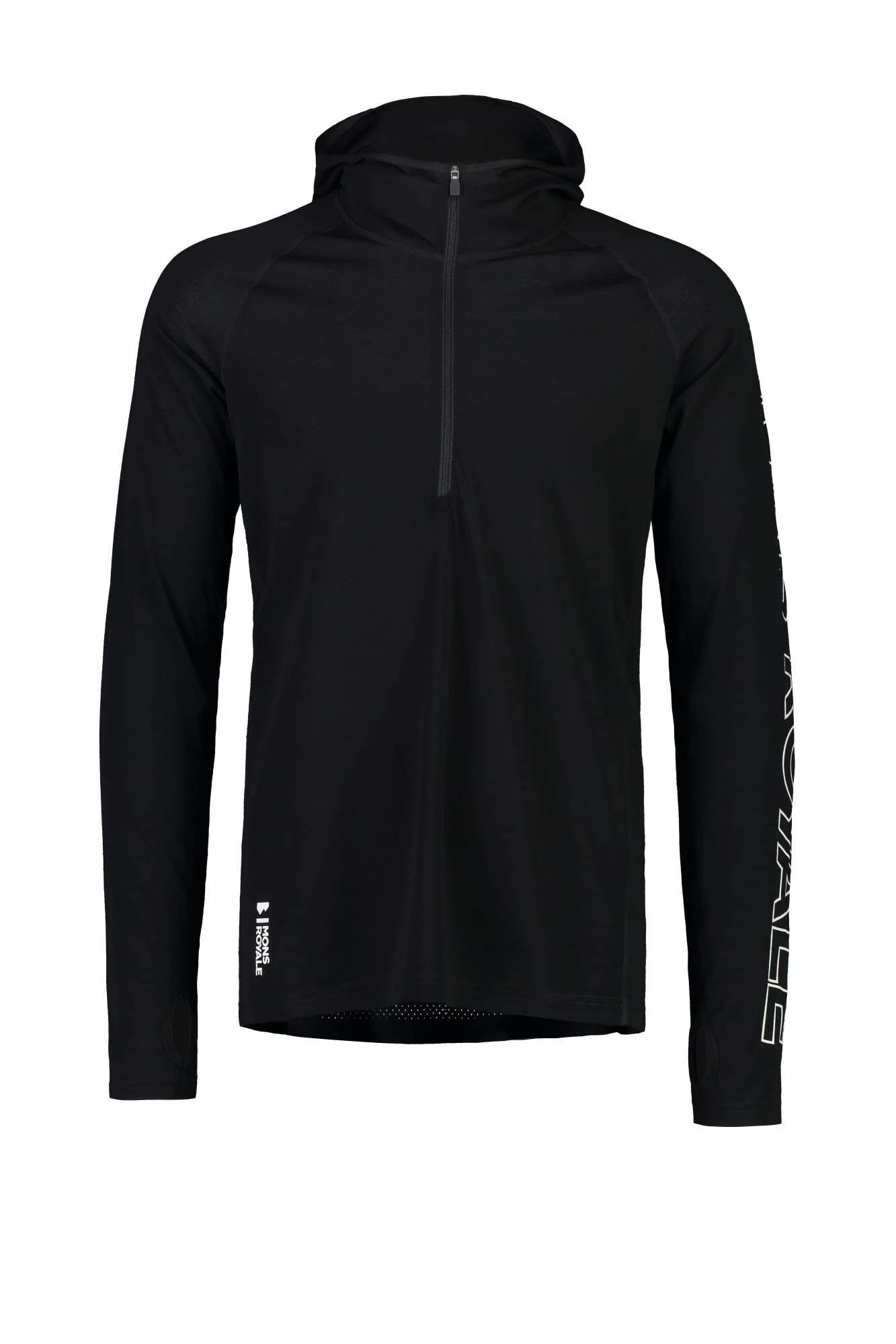 Mons Royale Temple Tech Hooded Zip Top - Men's Black