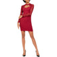GUESS Womens Lace Knee Sheath Dress Red 10