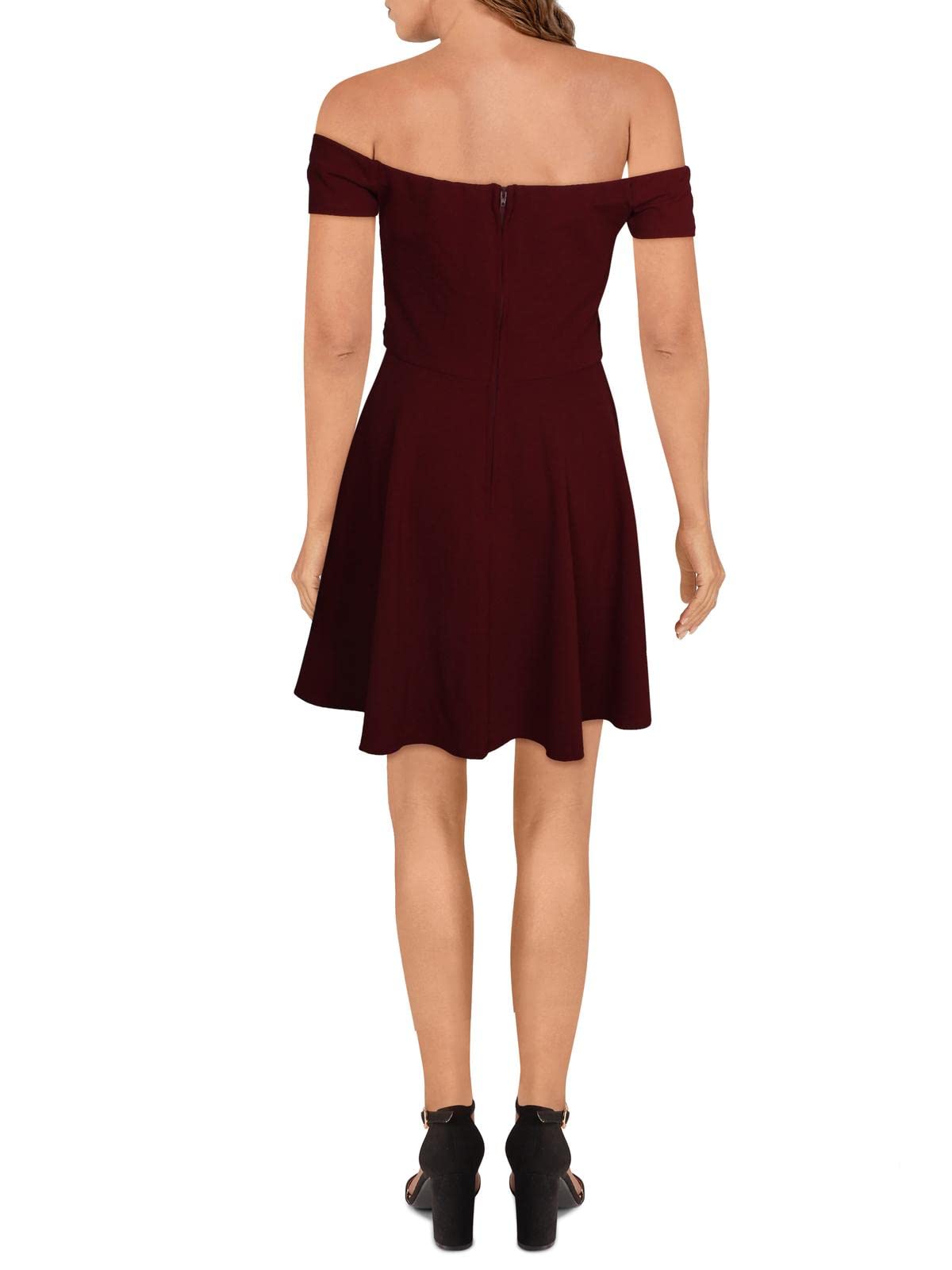 B Darlin Juniors' Off-The-Shoulder Fit & Flare Dress Wine 7/8