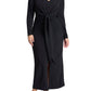 ELOQUII Women's Plus Size Shirred Strong Shoulder Tie Detail Dress - 14, Black Onyx