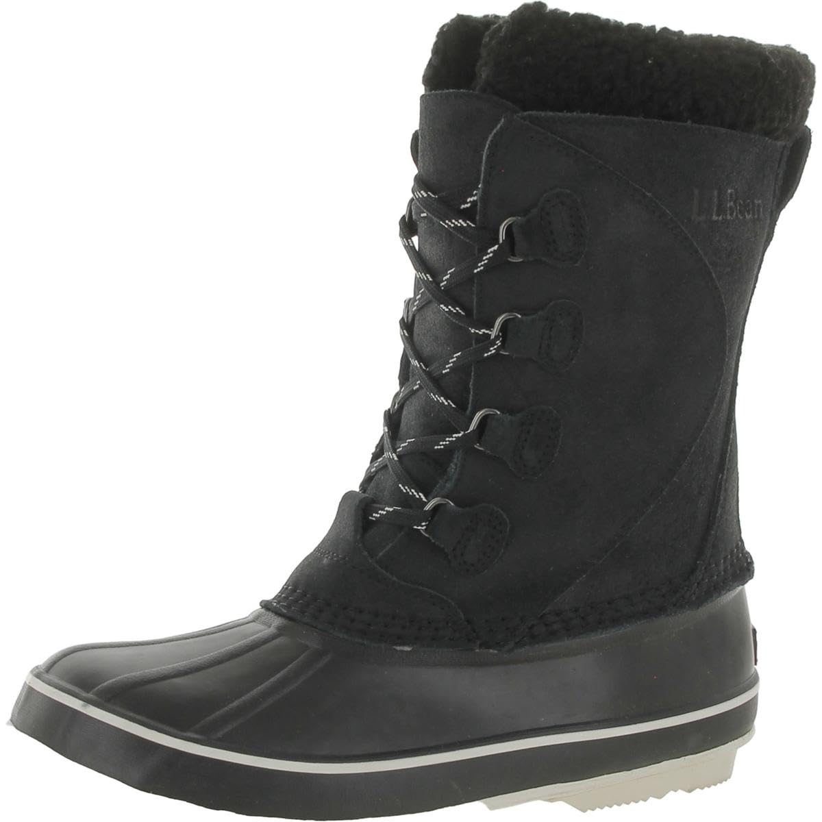 LLBean Black Sailcloth Lace-Up Snow Boot - Women's Size: Medium
