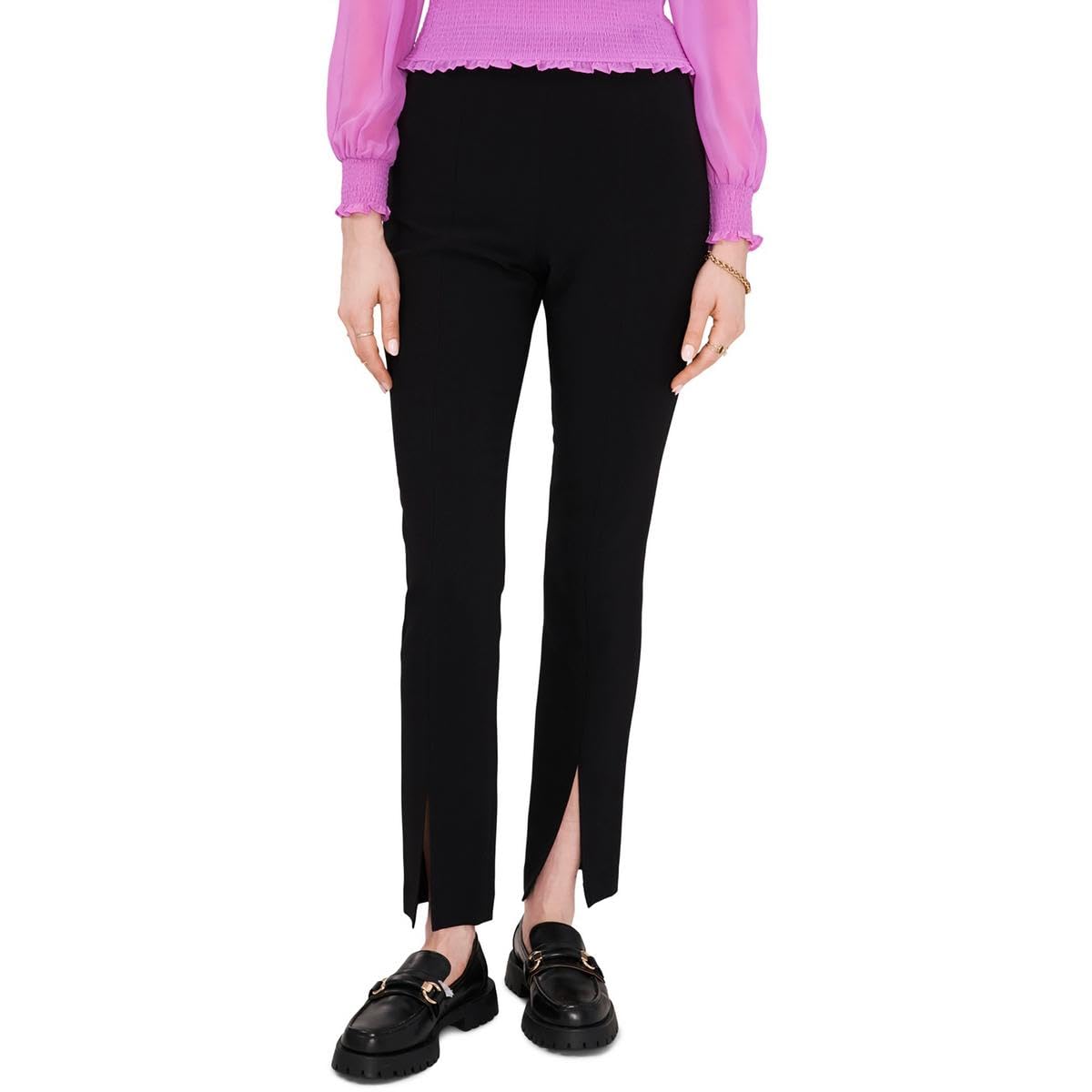 1.STATE Womens Front Slit Casual Trouser Pants, Black, 6