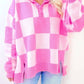 Pretty Bash - Checker Collared Drop Shoulder Sweater