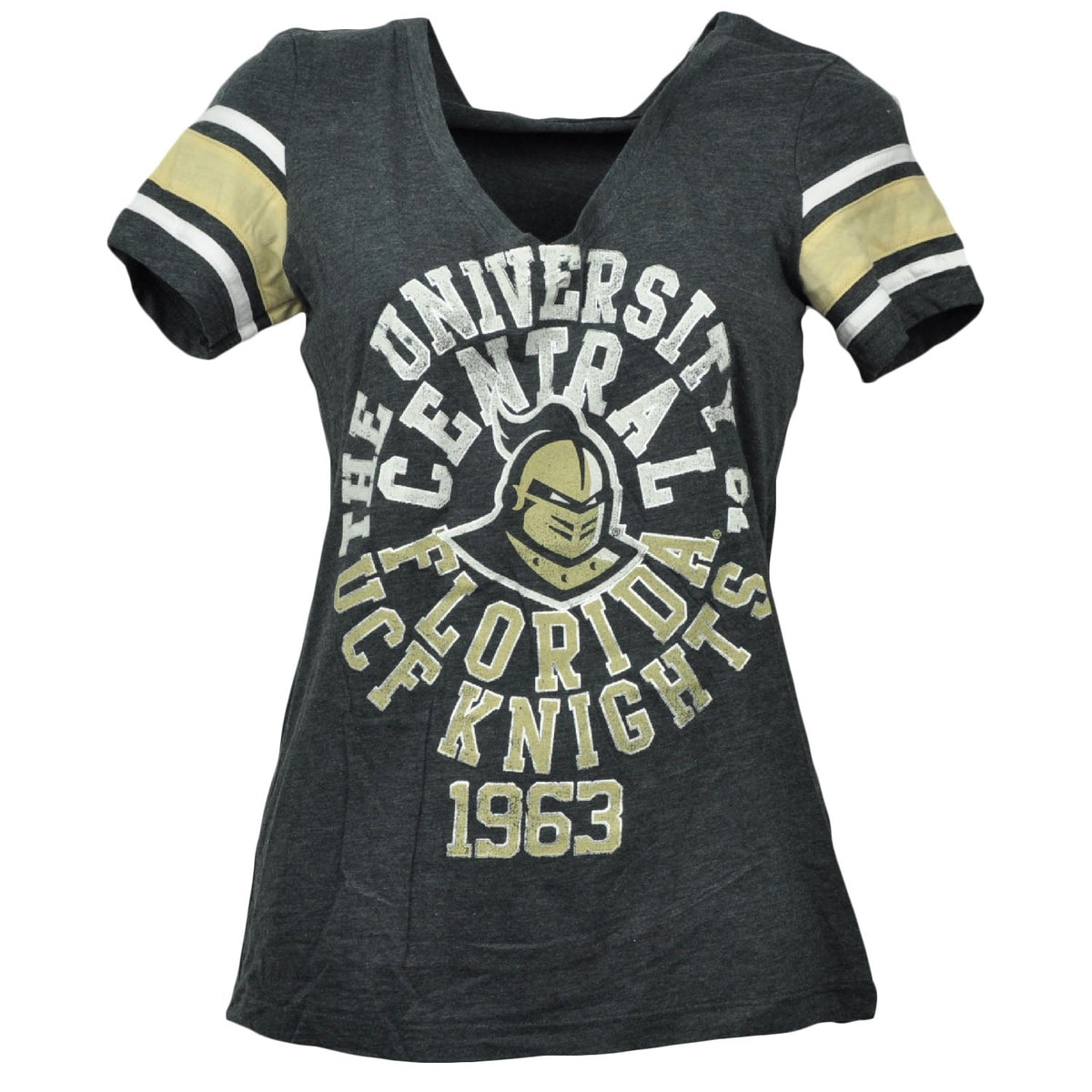 NCAA Central Florida Knights UCF V Neck Womens Tshirt Tee Charcoal Short Sleeve