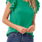 CeCe Double Ruffle Knit Top in Lush Green, Size Xx-Large