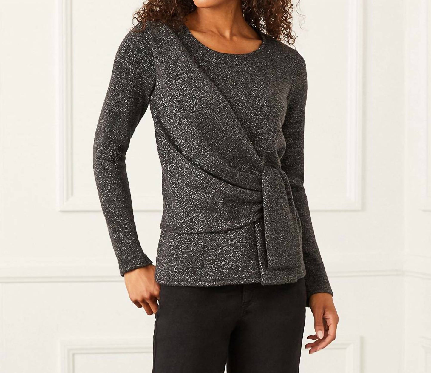 Karen Kane - Petite Size Side Tie Metallic Top