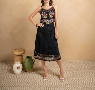 Paparazzi - Viscose Woven Embroidered Tank Top