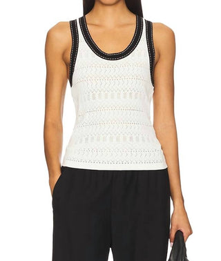 Autumn Cashmere - Pointelle Racer Back Saddle Stitching Tank