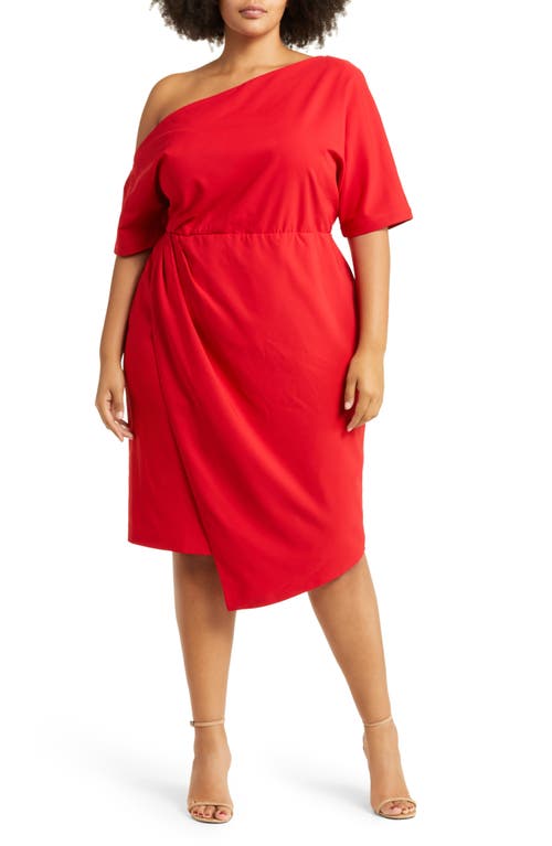 Adeline One-Shoulder Dress in Tango Red - Size 18W