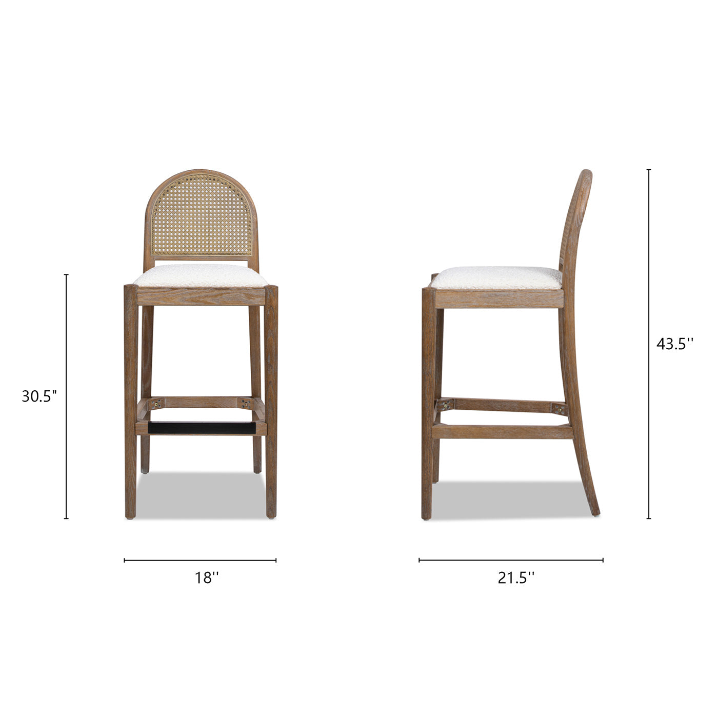 Arlin Upholstered Stool with Curved Back and Footrest - Set of 2