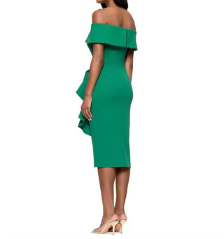 Betsy & Adam - Off-the-shoulder Ruffle Sheath Dress - Petite