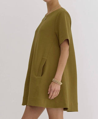 Entro - Solid Ribbed Mini Dress