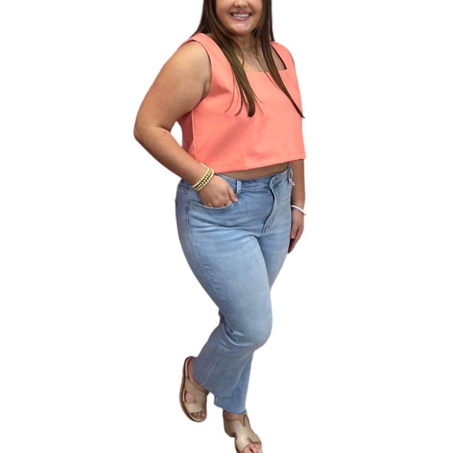 Buddylove - MANNING VEGAN LEATHER CROPPED TANK TOP