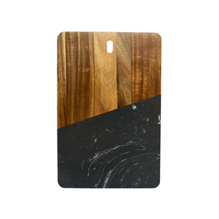 Creative Gifts International - Marble and Acacia Wood Rectangular Diagonal Board