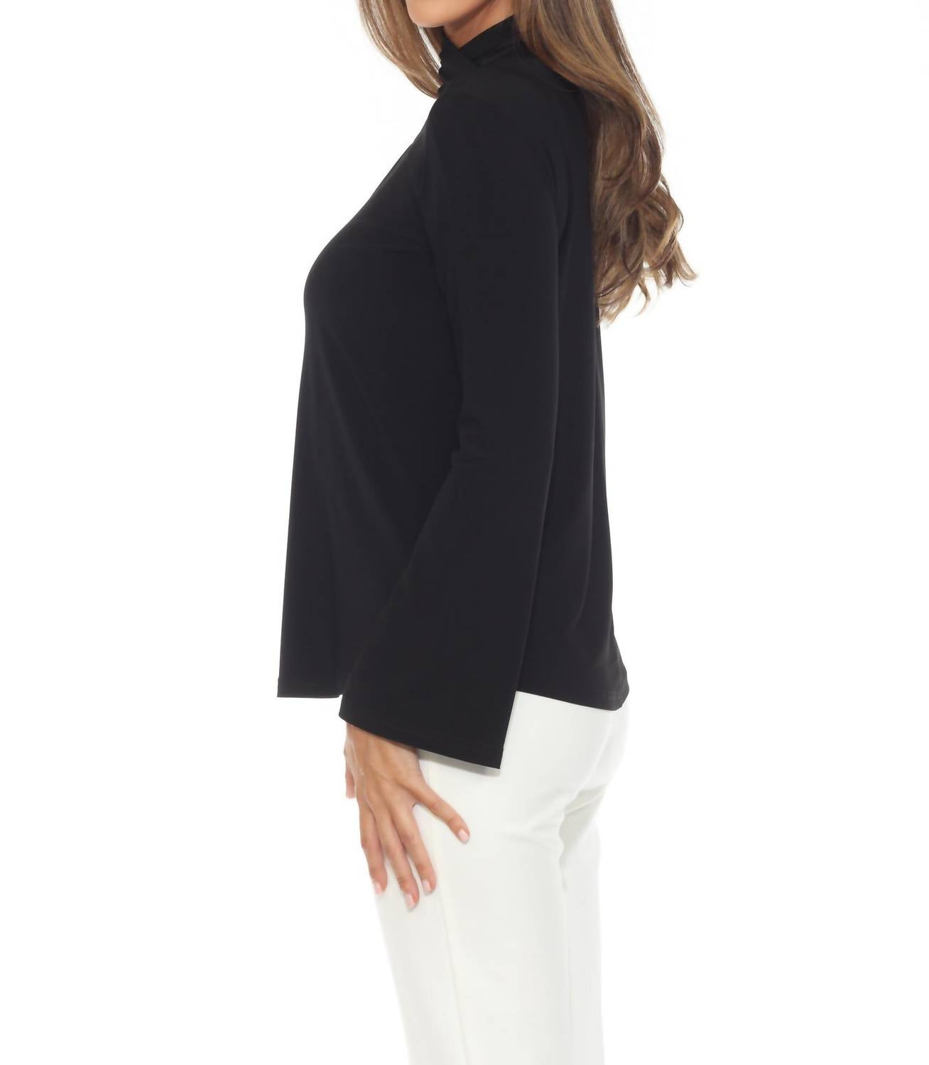 Joseph Ribkoff - Keyhole High Neck Long Sleeve Top