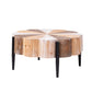 Rustic Manufactured Wood Flower-Shaped Coffee Table with Metal Legs