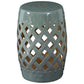 Outsunny 13' x 18' Ceramic Garden Stool with Woven Lattice Design & Glazed Finish