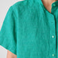 Eileen Fisher - Washed Organic Linen Délavé Band Collar Shirt