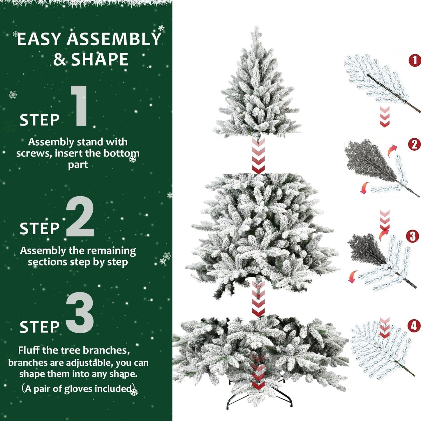 7ft Flocked Christmas Tree with 1514 Tips