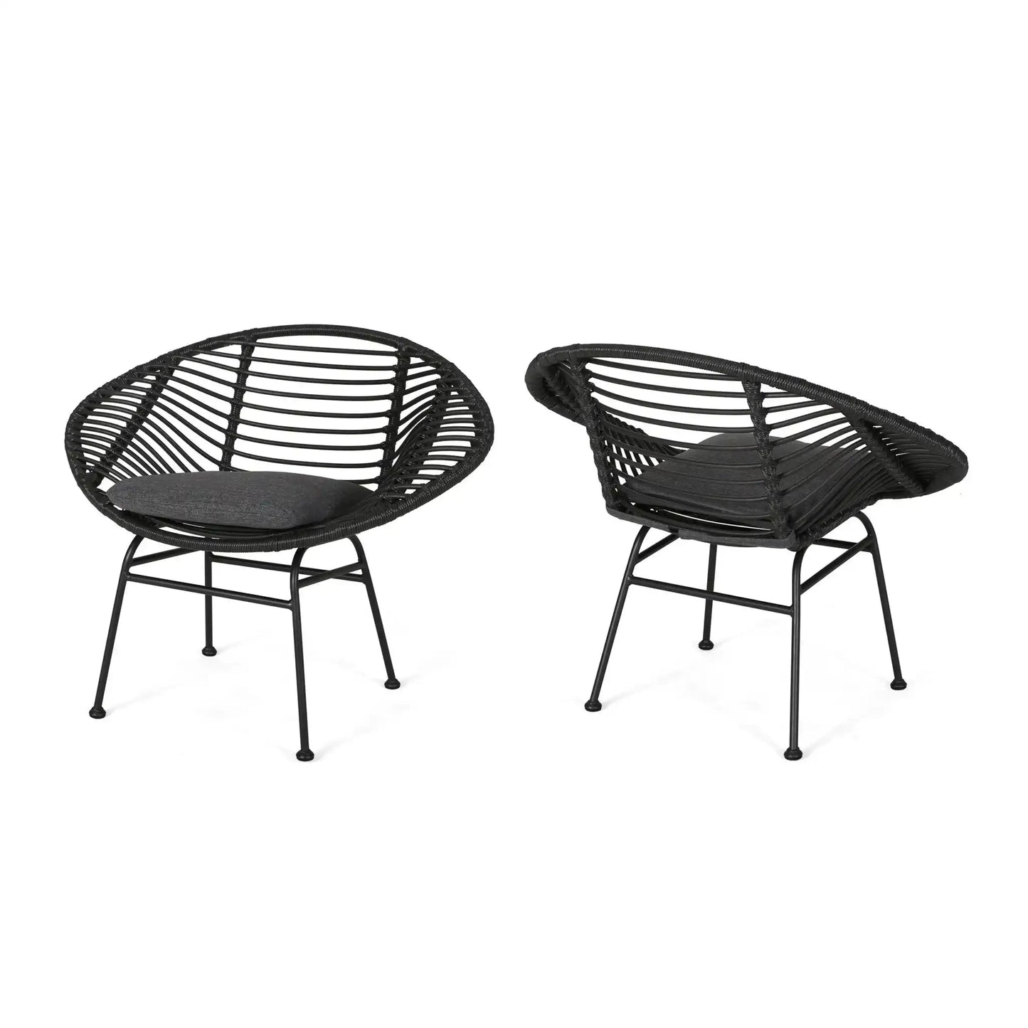 Cordella Outdoor Woven Wicker Chairs with Cushions Set of 2