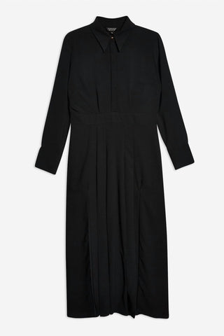 Topshop - Pleated Button Down Casual Long Sleeve Midi Dress