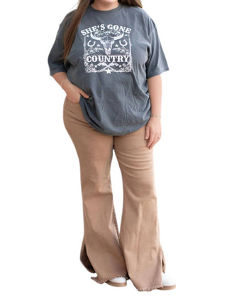 Risen - High Rise Side Slit Flare Jeans Plus Size