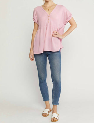 Entro - Waffle Knit Babydoll Top