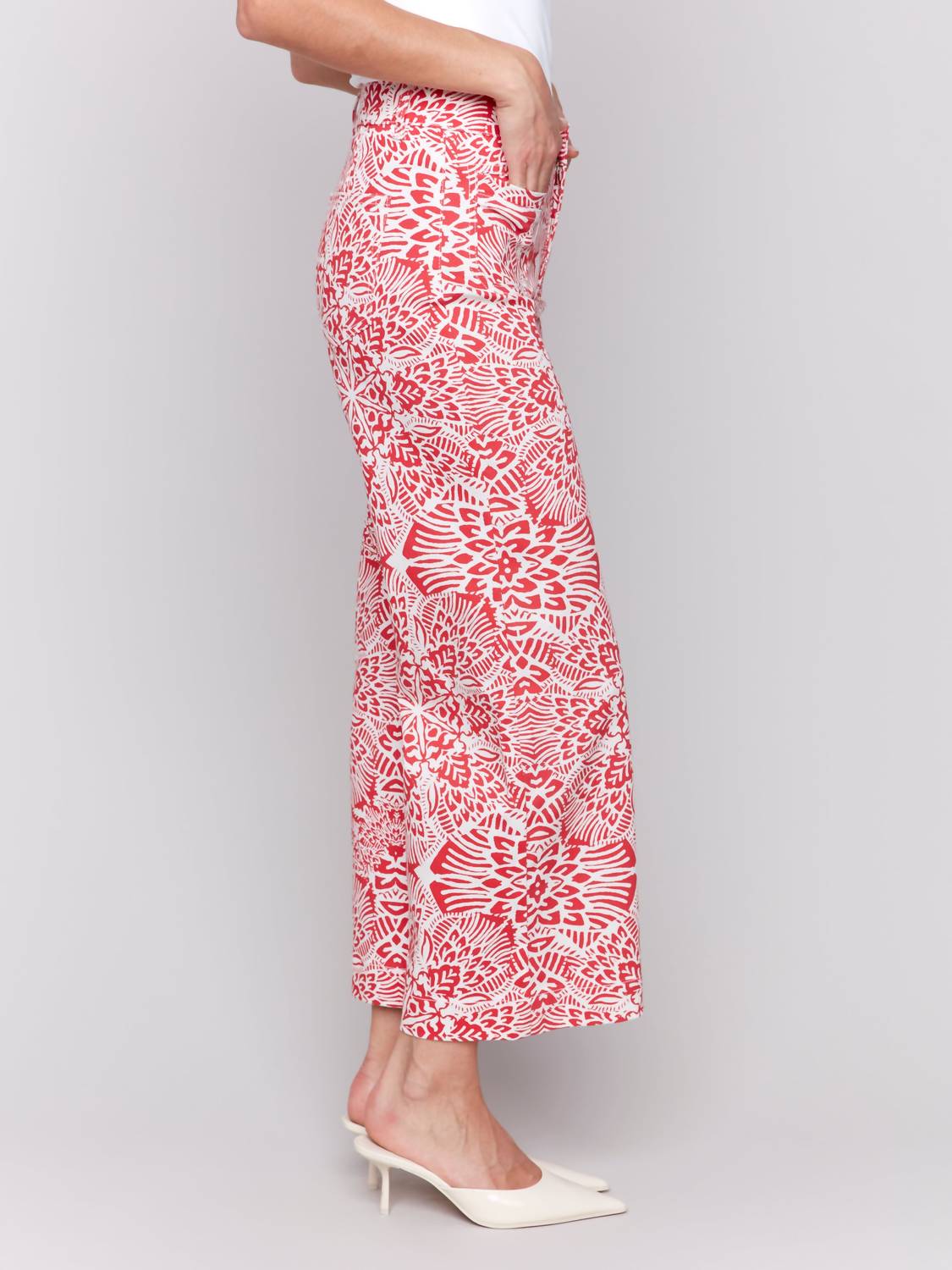Charlie B - Printed Flare Pants With Patch Pockets