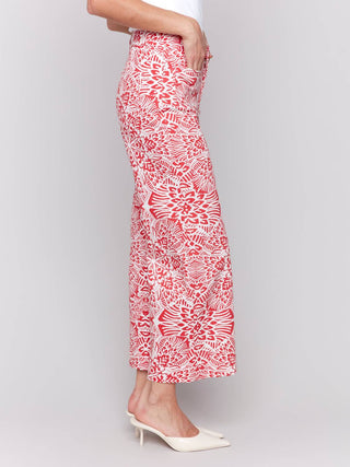 Charlie B - Printed Flare Pants With Patch Pockets