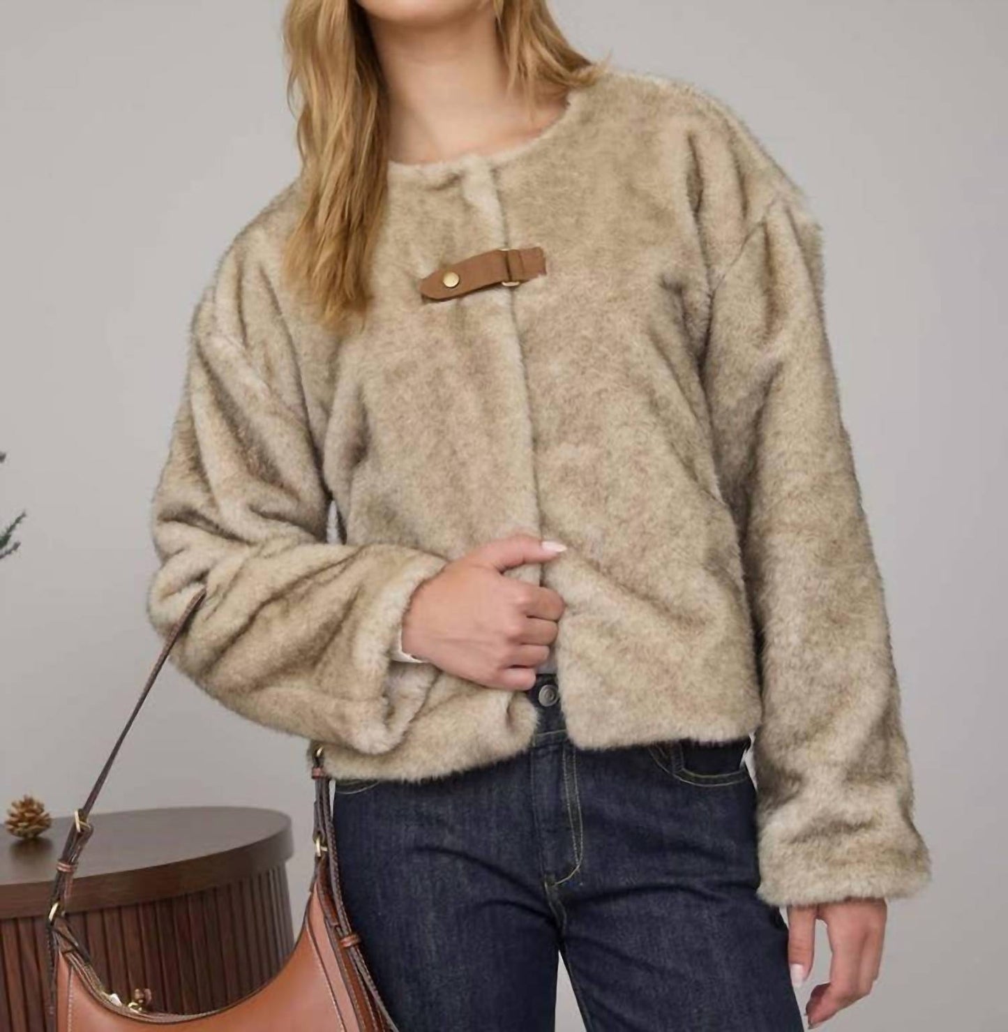 Blu Pepper - Faux Fur Front Tab Coat