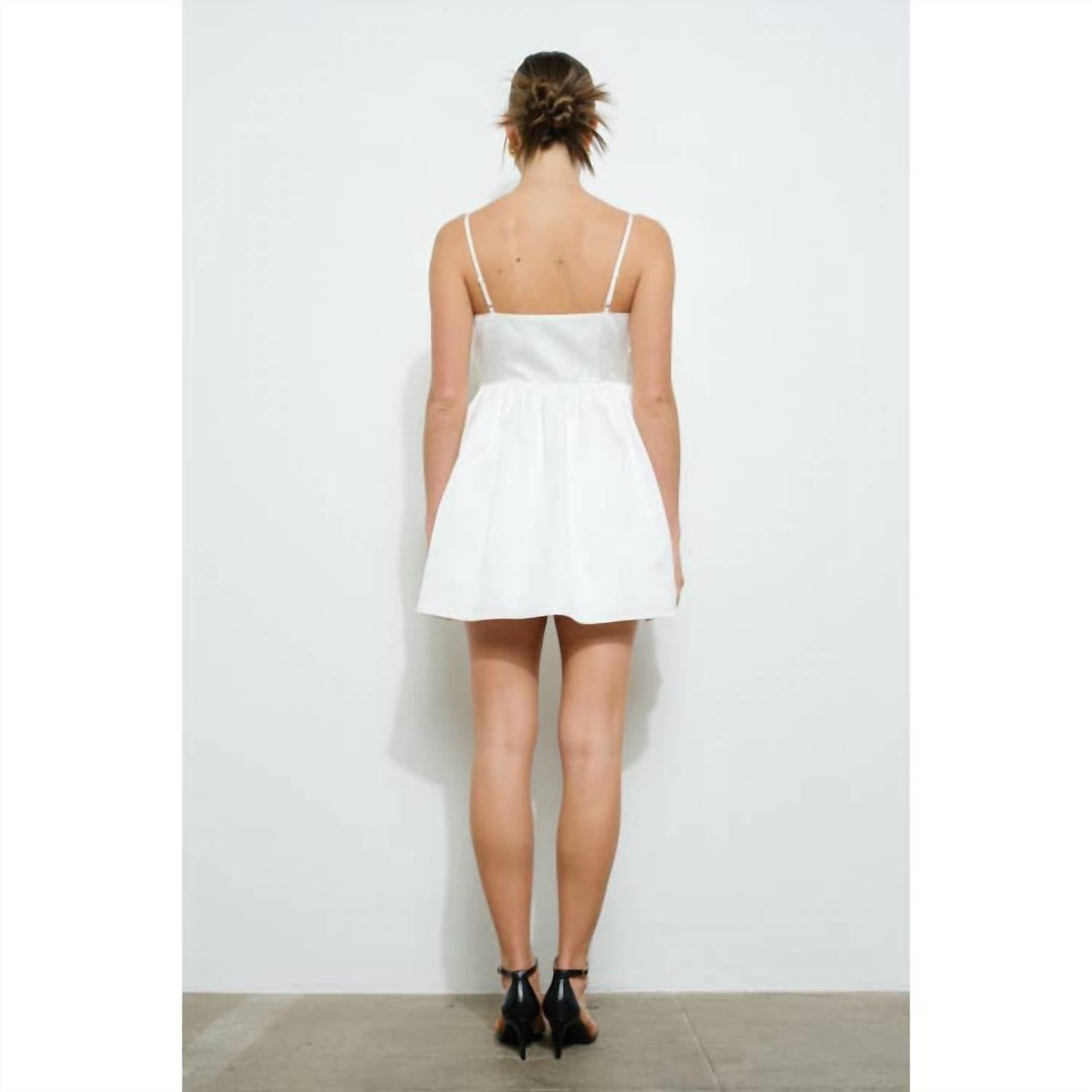 Ina - Pearl-embellished Double Bow Detail Mini Dress