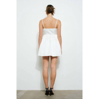 Ina - Pearl-embellished Double Bow Detail Mini Dress