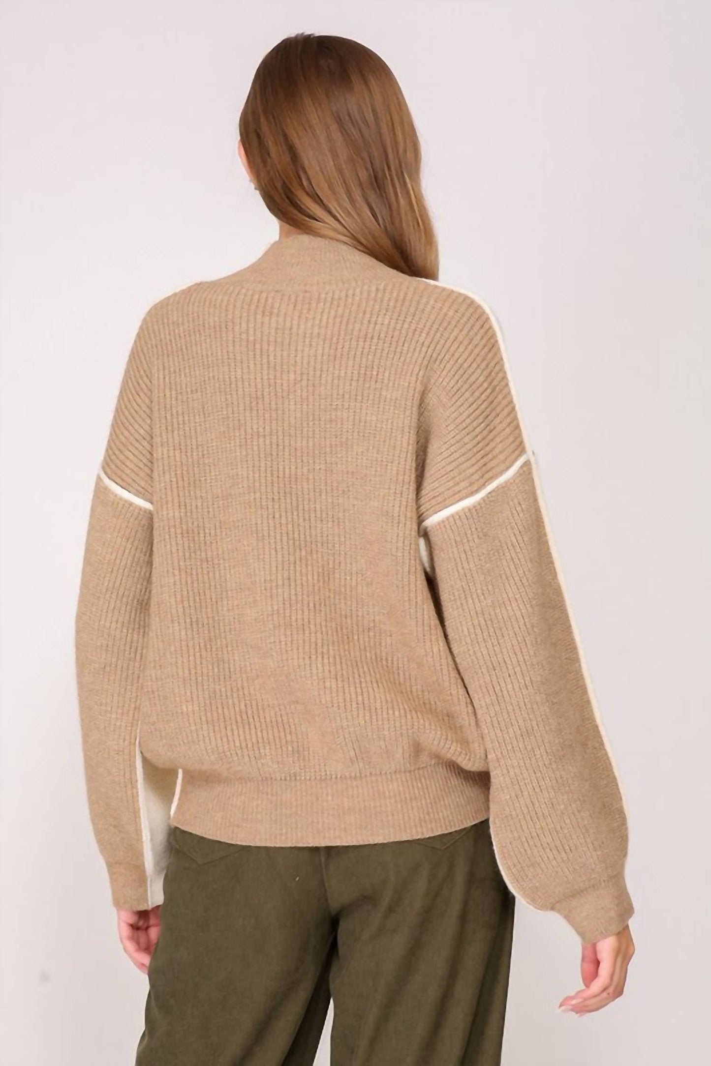 Blu Pepper - Two Tone Exposed Seam Sweater