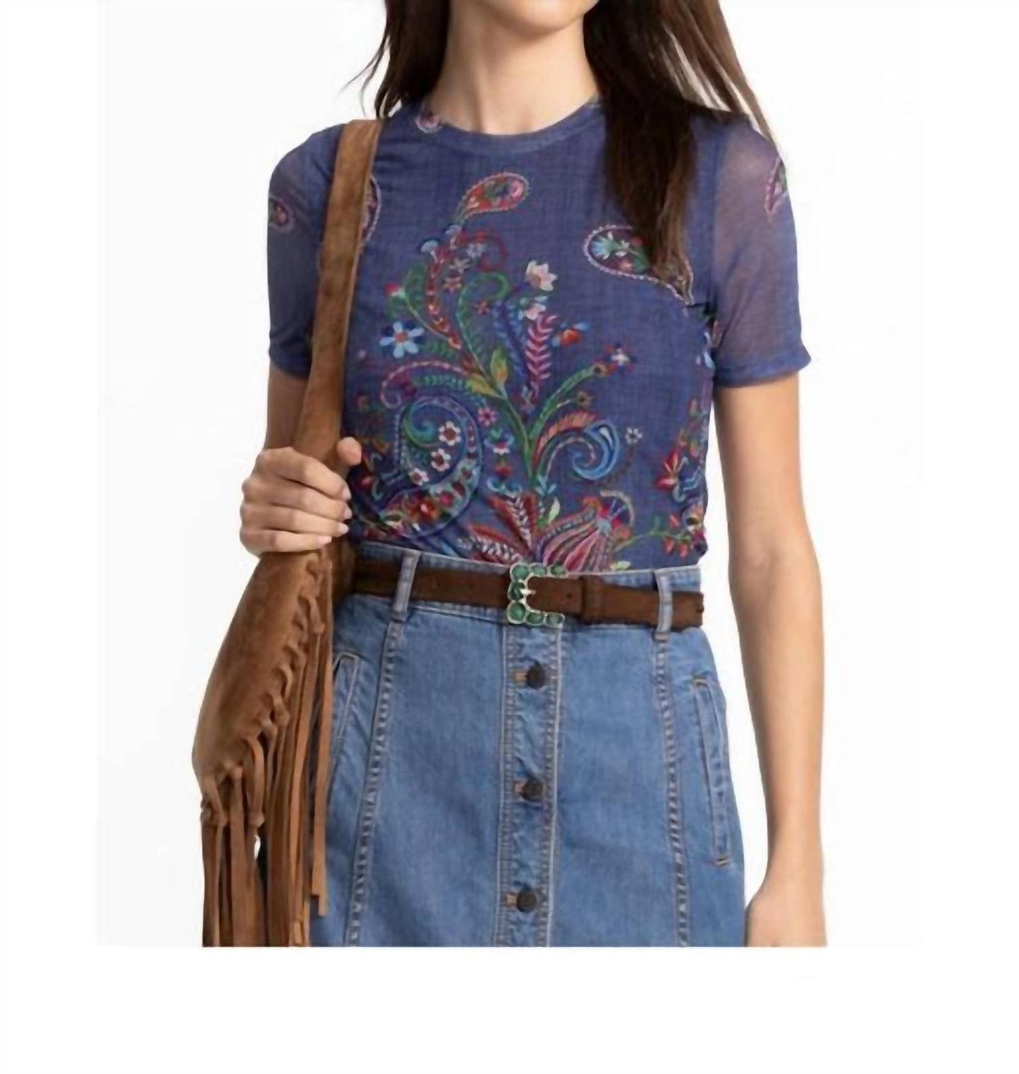 Johnny Was - ELEANOR SHORT SLEEVE MESH TEE