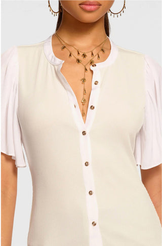 Ramy Brook - Colette Ribbed Combo Short Sleeve Top