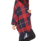 Oolala - Plaid Pattern Real Fur Collar Fringe Cape