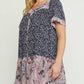 Entro - Mixed Print Square Neck Dress - Plus