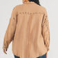 Davi & Dani - Plus Distressed Hem Button Down Oversize Shirt